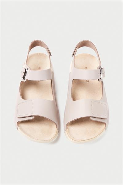 Mubiano Hakiki Deri Summer Kadın Özel Taban Bej Sandalet -MSSR90-BJ