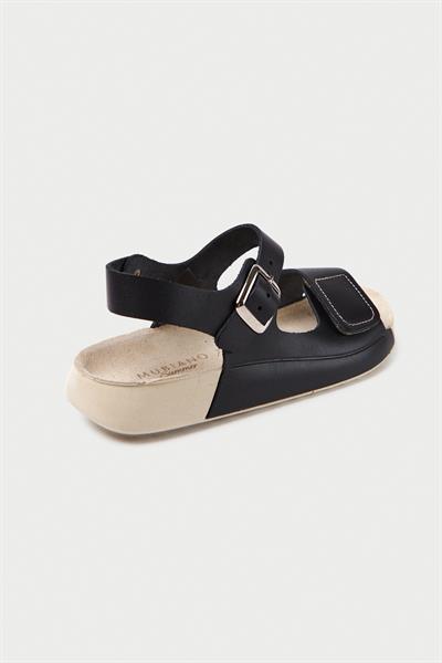 Mubiano Hakiki Deri Summer Kadın Özel Taban Siyah Sandalet -MSSR90-S