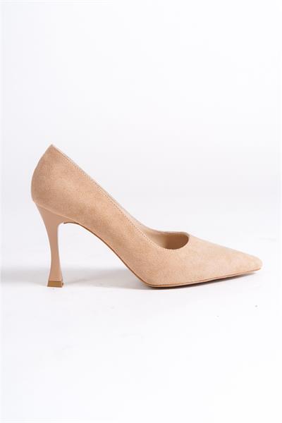 Mubiano Hakiki Deri MB970-BJ Kadın İnce 9 cm Topuklu Bej Süet Stiletto & Topuklu Ayakkabı