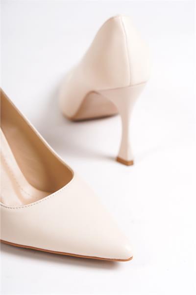 Mubiano Hakiki Deri MB971-BJ Kadın İnce 9 cm Topuklu Bej Stiletto & Topuklu Ayakkabı