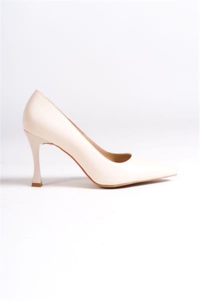Mubiano Hakiki Deri MB971-BJ Kadın İnce 9 cm Topuklu Bej Stiletto & Topuklu Ayakkabı