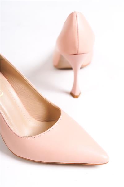 Mubiano Hakiki Deri MB971-PD Kadın İnce 9 cm Topuklu Pudra Stiletto & Topuklu Ayakkabı