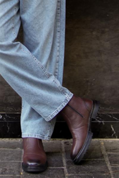 Mubiano Hakiki Deri MBBLC22508-K Kahverengi İçi Kürklü Fermuarlı Lastik Detaylı Erkek Klasik Bot