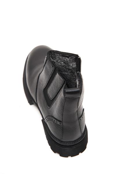 Mubiano Hakiki Deri MBBLC22508-S Siyah İçi Kürklü Fermuarlı Lastik Detaylı Erkek Klasik Bot