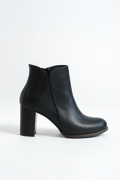Mubiano MBBRZ3333-S Kadın Siyah Kalın Topuklu Oval Burun Kısa Bot & Bootie