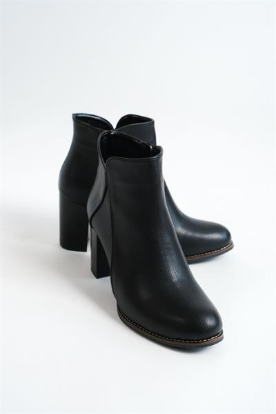 Mubiano MBBRZ3333-S Kadın Siyah Kalın Topuklu Oval Burun Kısa Bot & Bootie