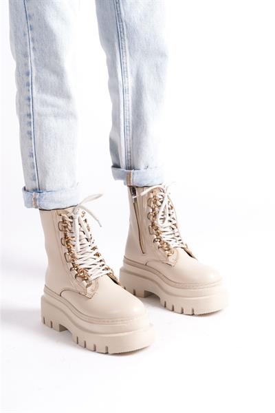 Mubiano MBBRZ400-BJ Yüksek Kalın Taban Bağcıklı Kadın Kısa Bot & Postal