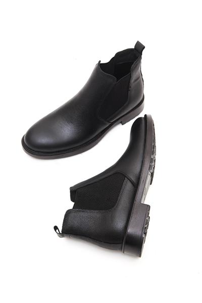 Mubiano Hakiki Deri MBCN1-S Siyah Kauçuk Taban Lastik Detaylı Erkek Bot & Postal