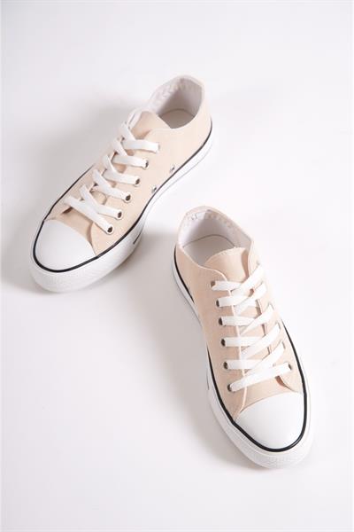 Mubiano MBCVS100BJ Düz Taban Bağcıklı Kadın Bej Bez Spor Ayakkabı & Sneaker