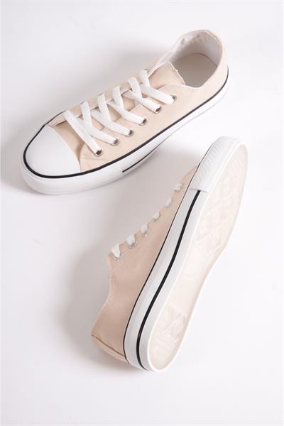 Mubiano MBCVS100BJ Düz Taban Bağcıklı Kadın Bej Bez Spor Ayakkabı & Sneaker