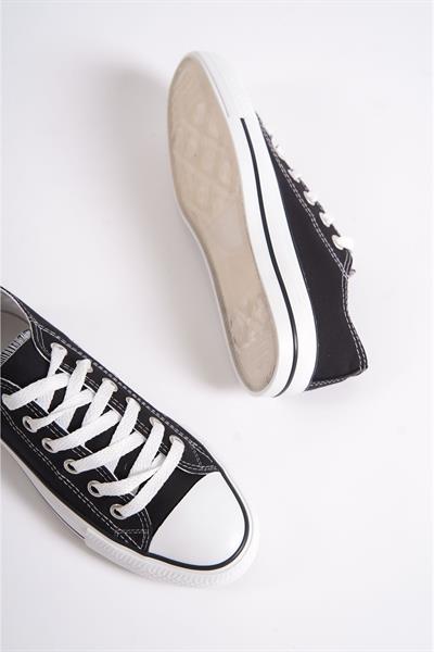 Mubiano MBCVS100S Düz Taban Bağcıklı Kadın Siyah Bez Spor Ayakkabı & Sneaker