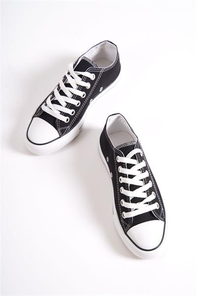 Mubiano MBCVS100S Düz Taban Bağcıklı Kadın Siyah Bez Spor Ayakkabı & Sneaker