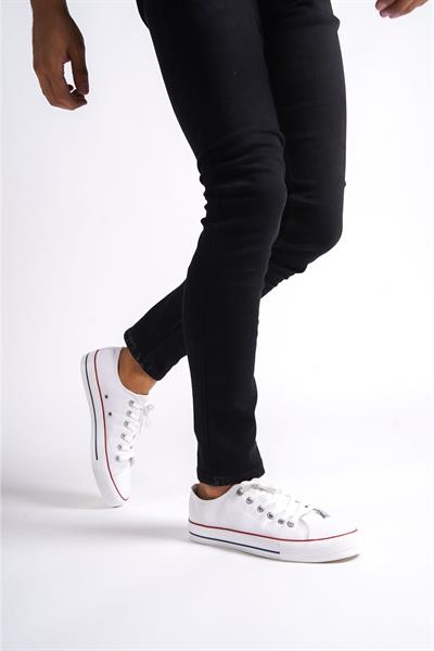 Mubiano MBCVS200B Düz Taban Bağcıklı Erkek Beyaz Bez Spor Ayakkabı & Sneaker
