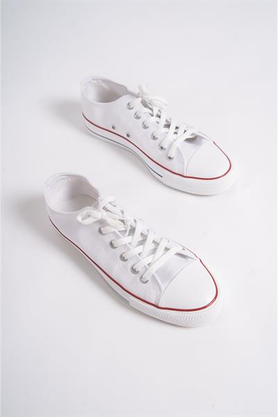 Mubiano MBCVS200B Düz Taban Bağcıklı Erkek Beyaz Bez Spor Ayakkabı & Sneaker