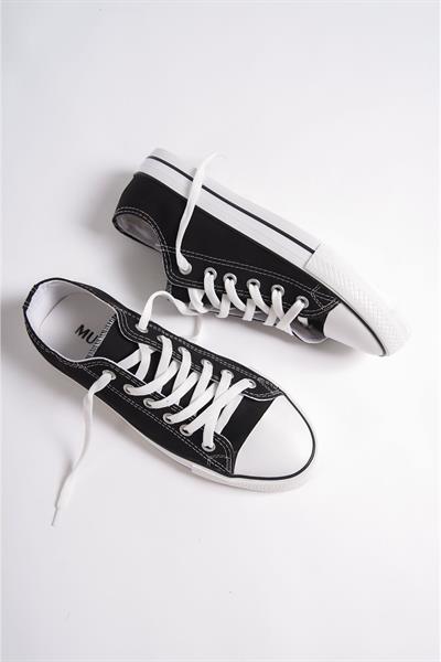 Mubiano MBCVS200S Düz Taban Bağcıklı Erkek Siyah Bez Spor Ayakkabı & Sneaker