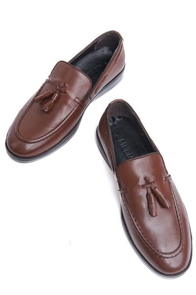 Mubiano Hakiki Deri MBD100-TB Taba Püsküllü Erkek Spor Ayakkabı & Loafer