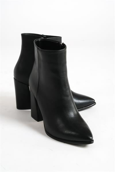 Mubiano MBESS1-S Kadın Siyah Kalın Topuklu Fermuarlı Bot & Bootie