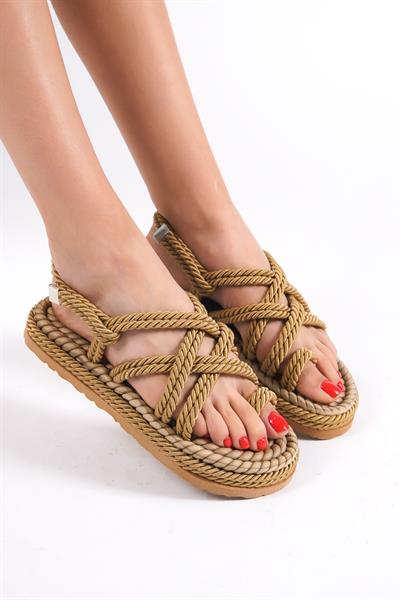 Mubiano MBFRD22104-K Kadın Platform Halat İp Sandalet