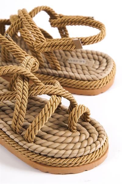 Mubiano MBFRD22104-K Kadın Platform Halat İp Sandalet