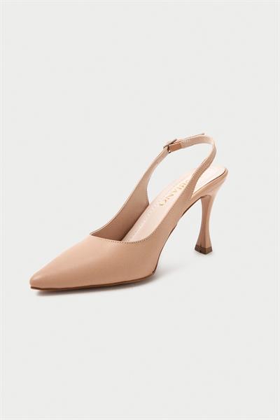 Mubiano MBHRN950-N Kadın Arkası Açık Sivri Burun Nude Yüksek Topuklu Ayakkabı & Stiletto