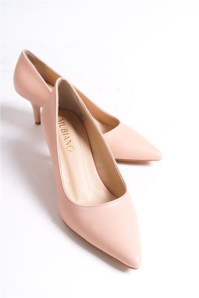 Mubiano Hakiki Deri MBHRND976-PD Kadın İnce 6 cm Topuklu Pudra Stiletto & Topuklu Ayakkabı