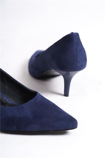Mubiano Hakiki Deri MBHRNS977-LCV Kadın Süet İnce 6 cm Topuklu Lacivert Stiletto & Topuklu Ayakkabı