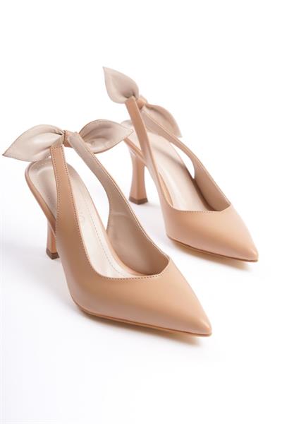 Mubiano MBHSN8082-N Kadın Arkası Lastikli Fiyonk Detay Nude Stiletto & Topuklu Ayakkabı
