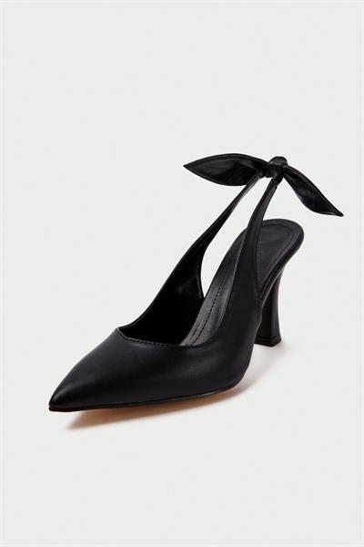 Mubiano MBHSN8082-S Kadın Arkası Lastikli Fiyonk Detay Siyah Stiletto & Topuklu Ayakkabı