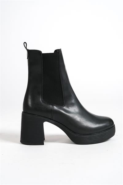 Mubiano MBIBR203-S Kadın Siyah Kalın  Kısa Platform Topuklu Kısa Bot & Bootie