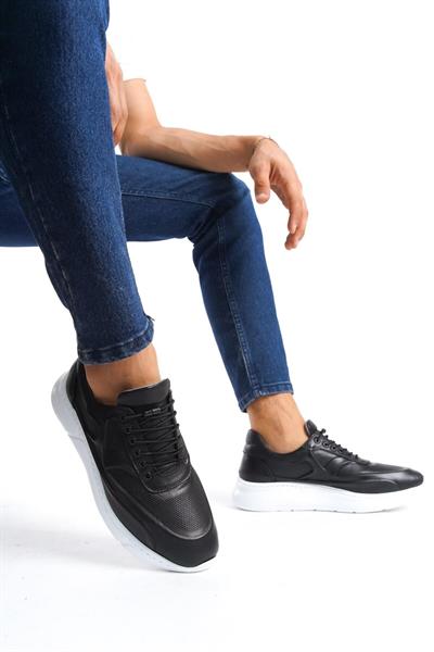 Mubiano Hakiki Deri MBKNT2090-S Erkek Siyah Sneaker & Spor Ayakkabı