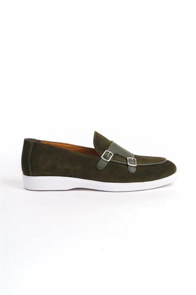 Mubiano Hakiki Deri MBKRY105-HK Erkek Toka Detay Haki Loafer