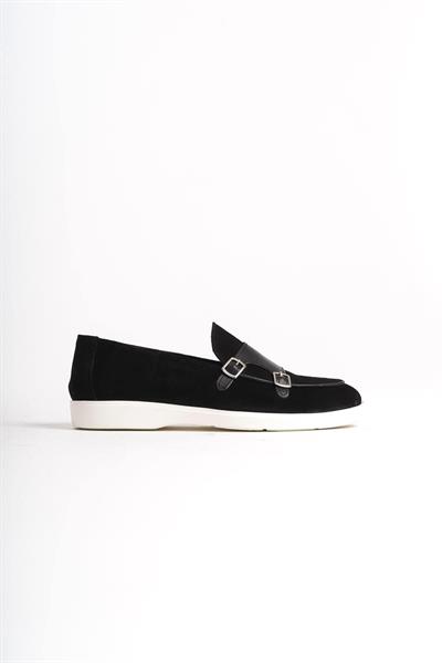 Mubiano Hakiki Deri MBKRY105-S Erkek Toka Detay Siyah Loafer