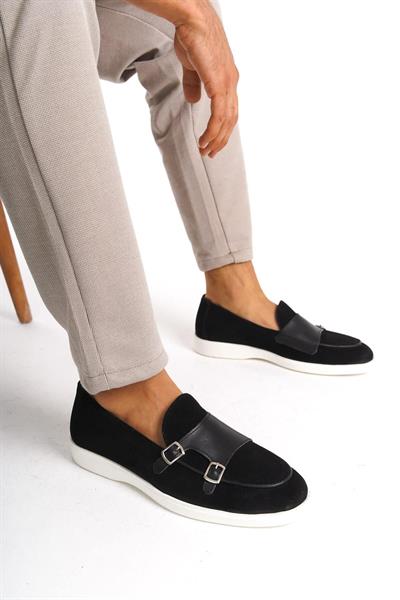 Mubiano Hakiki Deri MBKRY105-S Erkek Toka Detay Siyah Loafer