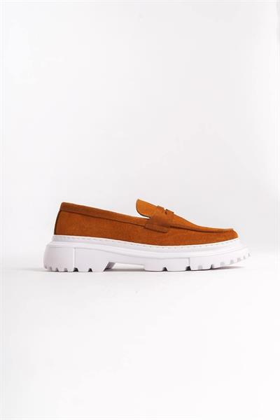 Mubiano Hakiki Deri MBKRY109-TB Erkek Kuşak Detay Taba Loafer
