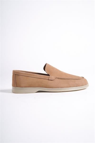Mubiano Hakiki Deri - MBKRY22103BJ Bej Nubuk Erkek Loafer