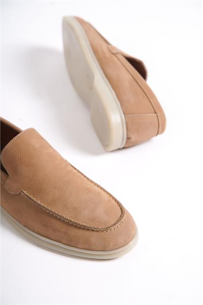 Mubiano Hakiki Deri - MBKRY22103BJ Bej Nubuk Erkek Loafer