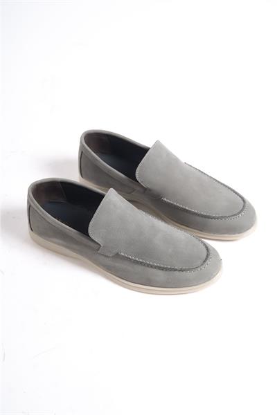Mubiano Hakiki Deri -MBKRY22103GR Gri Nubuk Erkek Loafer