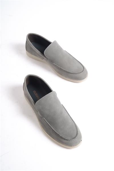 Mubiano Hakiki Deri -MBKRY22103GR Gri Nubuk Erkek Loafer