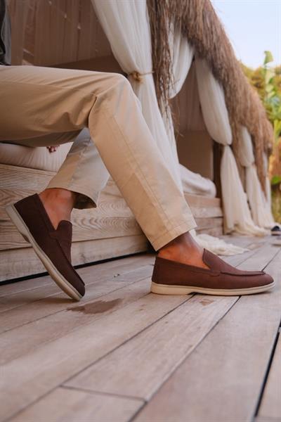 Mubiano Hakiki Deri -MBKRY22103K Kahve Nubuk Erkek Loafer