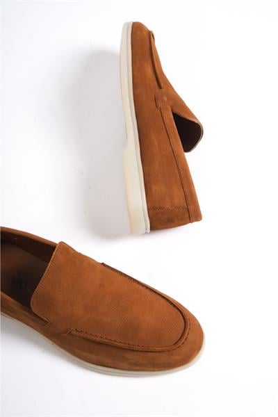 Mubiano Hakiki Deri -MBKRY22103TB Taba Nubuk Erkek Loafer