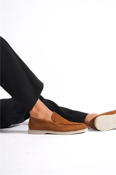 Mubiano Hakiki Deri -MBKRY22103TB Taba Nubuk Erkek Loafer