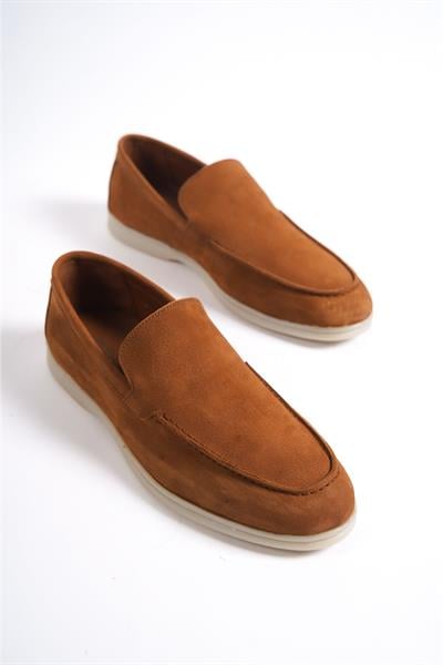 Mubiano Hakiki Deri -MBKRY22103TB Taba Nubuk Erkek Loafer
