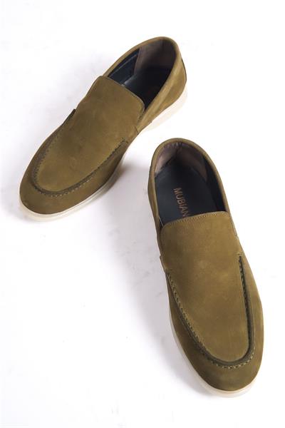 Mubiano Hakiki Deri - MBKRY22103Y Yeşil Nubuk Erkek Loafer