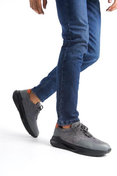 Mubiano Hakiki Deri MBKRY301-GR Erkek Gri Sneaker & Spor Ayakkabı