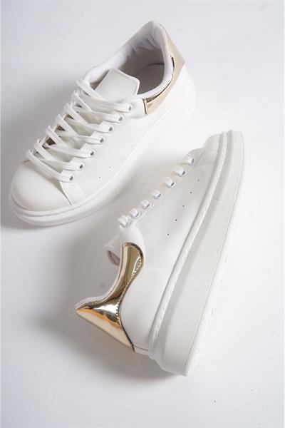 Mubiano MBMKQ200-BA Kadın Kalın Taban Beyaz/Altın Sneaker & Spor Ayakkabı
