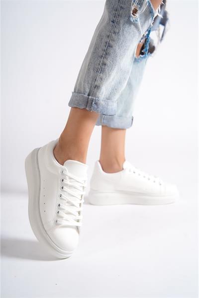 Mubiano MBMKQ200-BB Kadın Kalın Taban Beyaz/Beyaz Sneaker & Spor Ayakkabı