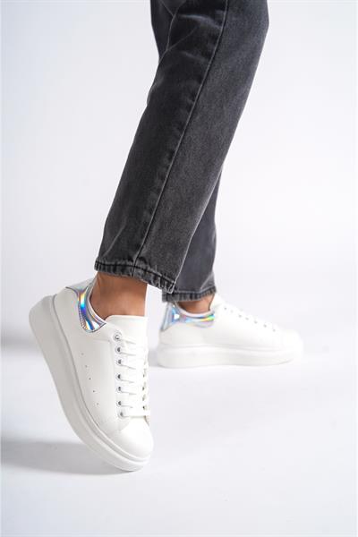 Mubiano MBMKQ200-BHLG Kadın Kalın Taban Beyaz/Hologram Sneaker & Spor Ayakkabı