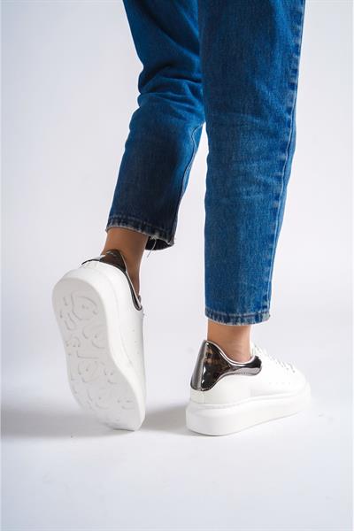 Mubiano MBMKQ200-BPLT Kadın Kalın Taban Beyaz/Platin Sneaker & Spor Ayakkabı