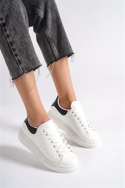 Mubiano MBMKQ200-BS Kadın Kalın Taban Beyaz/Siyah Sneaker & Spor Ayakkabı
