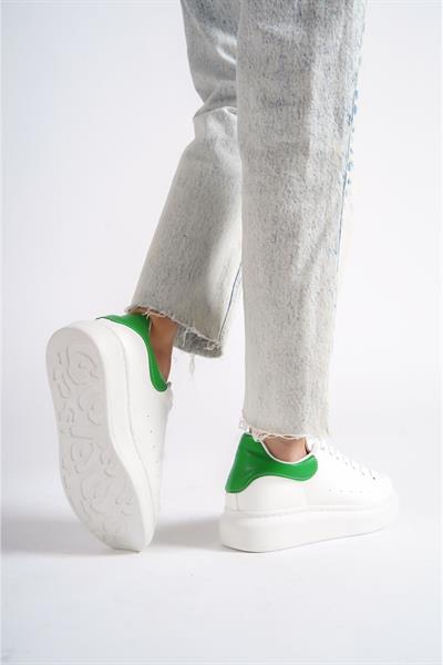 Mubiano MBMKQ200-BY Kadın Kalın Taban Beyaz/Yeşil Sneaker & Spor Ayakkabı